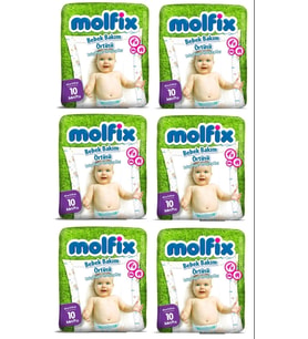 Molfix Bebek Bakım Alt Açma Örtüsü 6 Lı Set 60 Adet (6Pk*10)