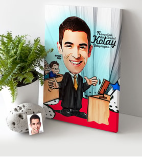 BK Gift Kişiye Özel Bay Avukat Karikatür Kanvas Tablo 30x50cm 3