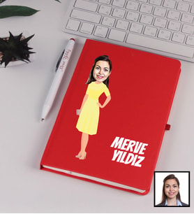 Kişiye Özel Karikatürize Prenses Defter Kalem Seti Kırmızı 91348