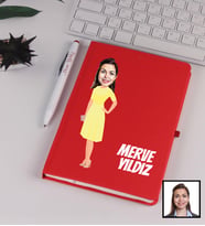 Kişiye Özel Karikatürize Prenses Defter Kalem Seti Kırmızı 91348