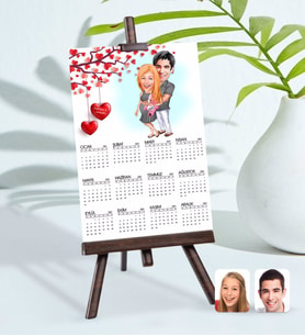 BK Gift Kişiye Özel 15x21 cm Fotoğraf Kartlı Bebek Sürprizi Karikatürlü Şövaleli 2024 Takvim (Beyaz)