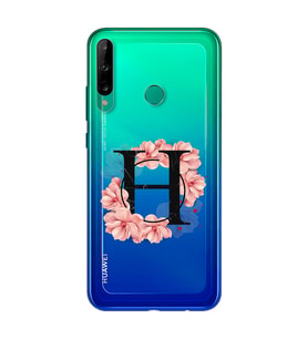 Pembe Çiçekli Harf Tasarım Süper Şeffaf Silikon Telefon Kılıfı Huawei P40 Lite E