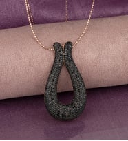 Gümüş Zirkon Taşlı Tasarım Fantastik Kolye (Rose)