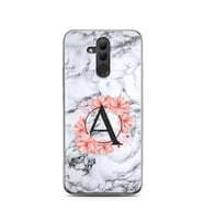 Mermer Çiçekli Harf Tasarım Süper Şeffaf Silikon Telefon Kılıfı Huawei Mate 20 L