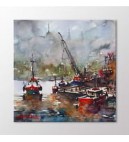 Arty Tablo Suluboya Balıkçı Tekneleri Tablo (Karışık)