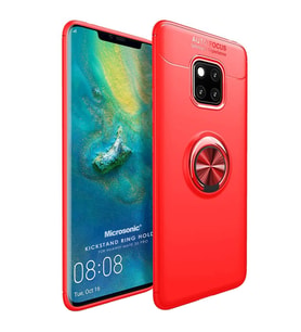 Microsonic Huawei Mate 20 Pro Kılıf Kickstand Ring Holder Kırmızı