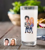 BK Gift Kişiye Özel Sevgililer Karikatürlü Rakı Bardağı-50 (Beyaz)