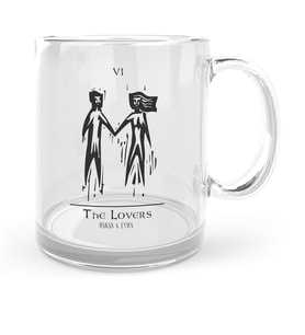 BK Gift Kişiye Özel Tarot The Lovers Aşıklar Cam Kupa Bardak