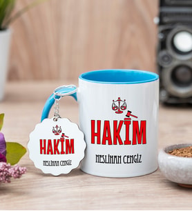 Hakim Mavi Kupa Bardak Ve Anahtarlık Set