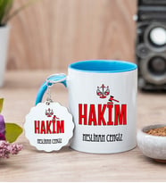 Hakim Mavi Kupa Bardak Ve Anahtarlık Set