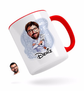 BK Gift Kişiye Özel Erkek Kasap Karikatürlü Kırmızı Kupa Bardak-1