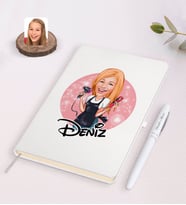 BK Gift Kişiye Özel Kadın Kuaför Karikatürlü Beyaz Defter ve Kalem Hediye Seti-3