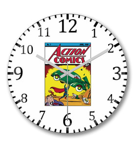 Action Comics Duvar Saati Bombeli Gercek Cam