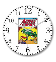 Action Comics Duvar Saati Bombeli Gercek Cam