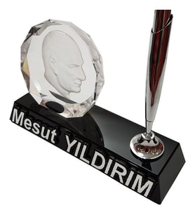Kristal Atatürk Logolu Şık ve uygun Masa İsimliği Makam Hediyesi Masa İsimliği,İsimlik