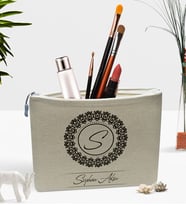 BK Gift Kişiye Özel İsimli Keten Makyaj Çantası - 2 (Bej)