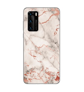Beyaz Mermer Tasarımlı Süper Şeffaf Silikon Telefon Kılıfı Huawei P40