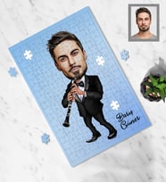 Kişiye Özel Klarnetçi Karikatürlü A3 130 Parça Puzzle Bay-1