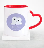 BK Gift Kişiye Özel Mesleki Pedodontist Kırmızı Kalpli Kupa Bardak