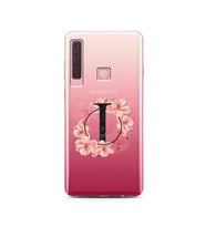 Pembe Çiçekli Harf Tasarım Süper Şeffaf Silikon Telefon Kılıfı Samsung A9 (2018)