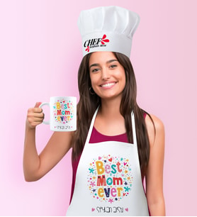 BK Gift Kişiye Özel En İyi Anne Mutfak Önlüğü Aşçı Şapkası ve Kupa Seti - 5 (Beyaz)