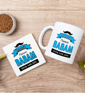 Canım Babam Temalı Beyaz Kupa Bardak Ve Bardak Altlığı Seti