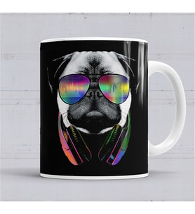 Müzik Pug  Müzikli Pug Köpek Kupa Bardak Porselen