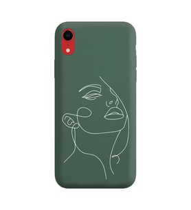 Iphone XR Çizgi Tasarımlı Koyu Yeşil Lansman Telefon Kılıfı