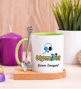 Odyometrist Ahşap Altlıklı Yeşil Kupa Bardak