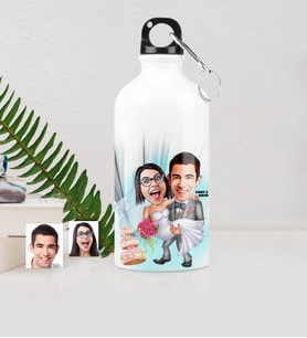 BK Gift Kişiye Özel Gelin Damat Karikatürlü Metal Suluk 500 Ml 7
