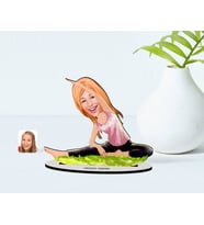BK Gift Kişiye Özel Kadın Yoga Karikatürlü Ahşap Biblo Model-1 (Beyaz)
