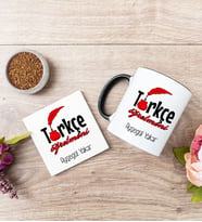 Türkçe Öğretmeni Siyah Kupa Bardak Ve Bardak Altlığı Seti