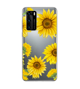 Ayçiçeği Tasarımlı Süper Şeffaf Silikon Telefon Kılıfı Huawei P40 Pro