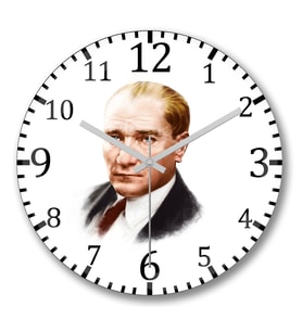 Mustafa Kemal Atatürk3 Duvar Saati Bombeli Gercek Cam