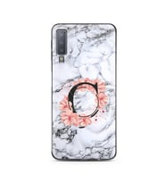 Mermer Çiçekli Harf Tasarım Süper Şeffaf Silikon Telefon Kılıfı Samsung A7 (2018