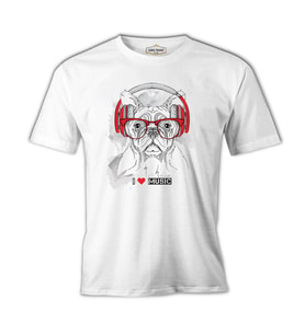 Köpek - Müzik Beyaz Erkek Tshirt
