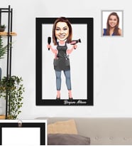 Kişiye Özel Kuaför Bayan Karikatürlü 3D Ahşap Tablo 30x47  Mod-2