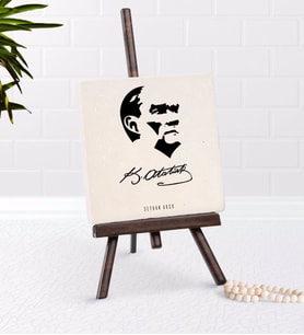 BK Gift Kişiye Özel Atatürk Temalı Şovaleli Doğal Taş-24 (Beyaz)