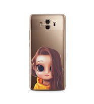 Kahve Saçlı Kız Tasarımlı Süper Şeffaf Silikon Telefon Kılıfı Huawei Mate 10 Pro