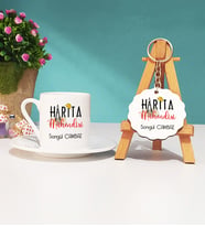 Harita Mühendisi Türk Kahvesi Fincanı ve Anahtarlık Seti