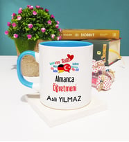Mesajlı Almanca Öğretmeni Kupa Bardak Mavi