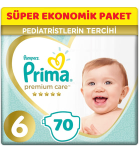 Prima Premium Care Bebek Bezi Beden:6 (13+Kg) Extra Large 70 Adet Süper Ekonomik Pk