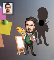 Kişiye Özel Ressam Karikatürlü Ahşap Magnet Bay-1