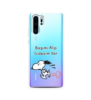 Snoopy Tasarımlı Süper Şeffaf Silikon Telefon Kılıfı Huawei P30 Pro