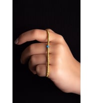 Gümüş Nazar Boncuklu Dorika Altın Kaplama 925 Ayar Gümüş Bileklik (Gold)