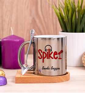 Spiker Ahşap Altlıklı Silver Kupa Bardak