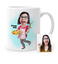 BK Gift Kişiye Özel Ressam Karikatür Beyaz Kupa Bardak  2