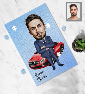 Kişiye Özel Patron Karikatürlü A3 240 Parça Puzzle Bay-15