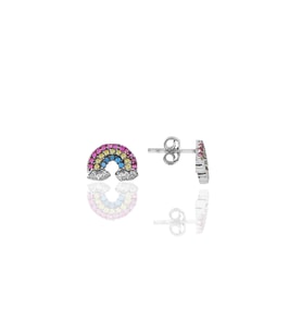 Söğütlü Silver Gümüş rodyumlu gökkuşağı küpe