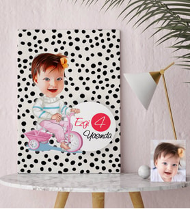 BK Gift Kişiye Özel Bebek Yaş Karikatürlü Kanvas Tablo 30x50cm-4
